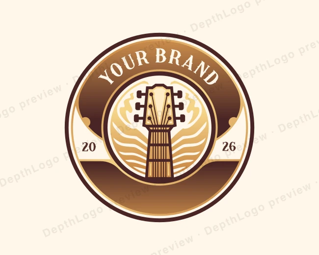 Guitar Music Band logo template for Your Brand