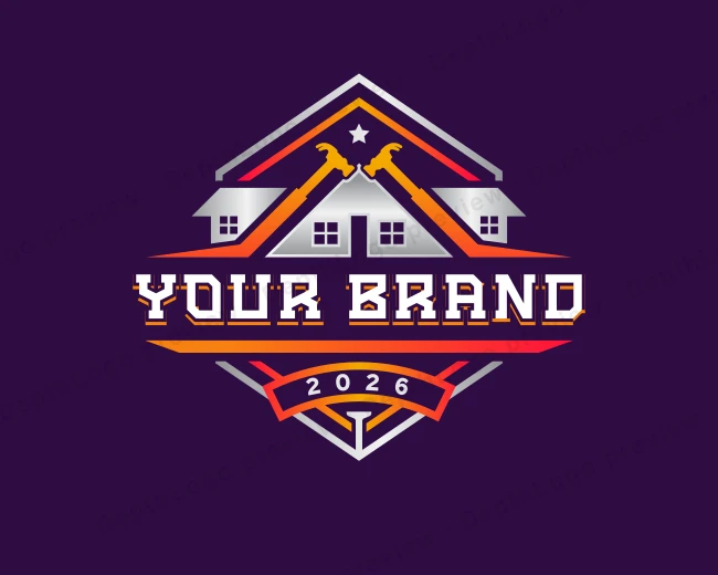 Hammer Carpentry Contractor logo template for Your Brand