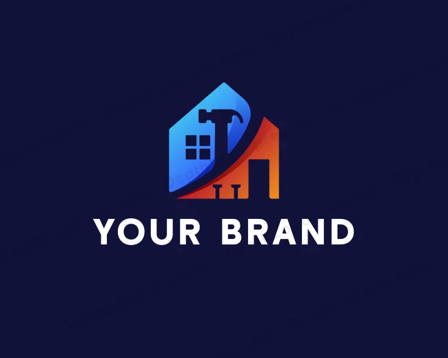 Hammer Carpentry Nail logo template for Your Brand