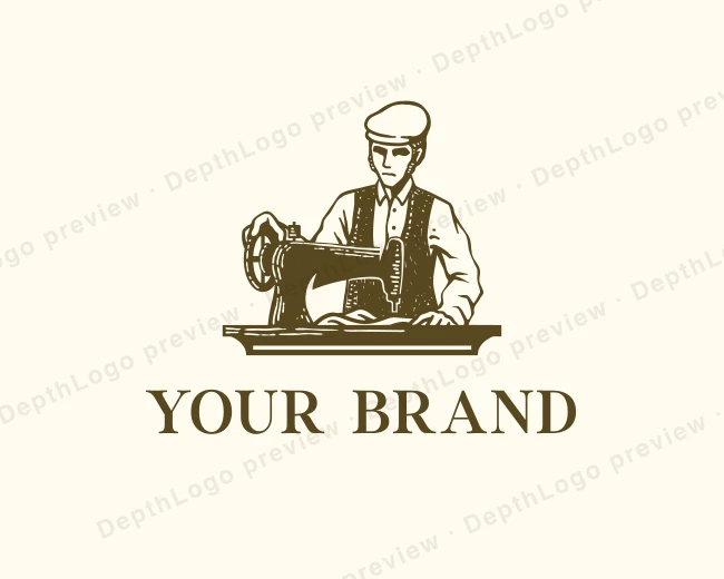 Hand Drawn Sewing Tailor logo template for Your Brand