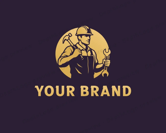Handyman Construction Worker logo template for Your Brand