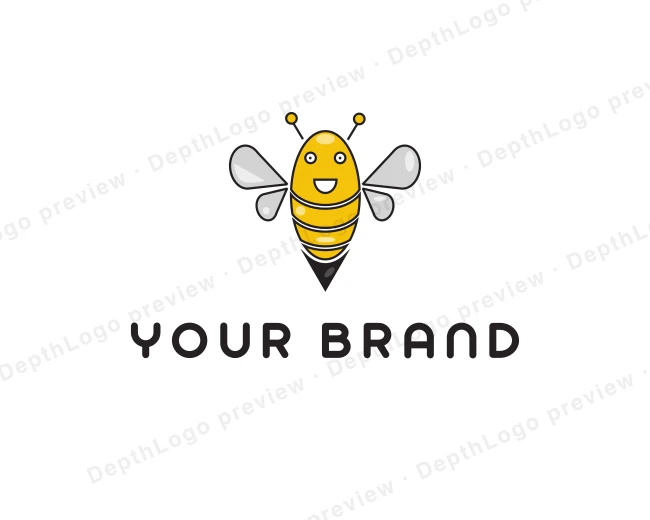Happy Cartoon Bee logo template for Your Brand