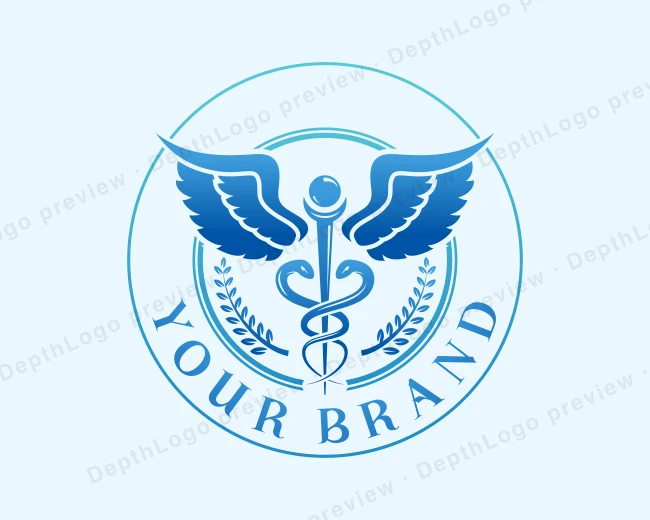 Healthcare Caduceus Staff logo template for Your Brand