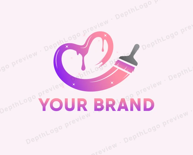 Heart Creative Paintbrush logo template for Your Brand