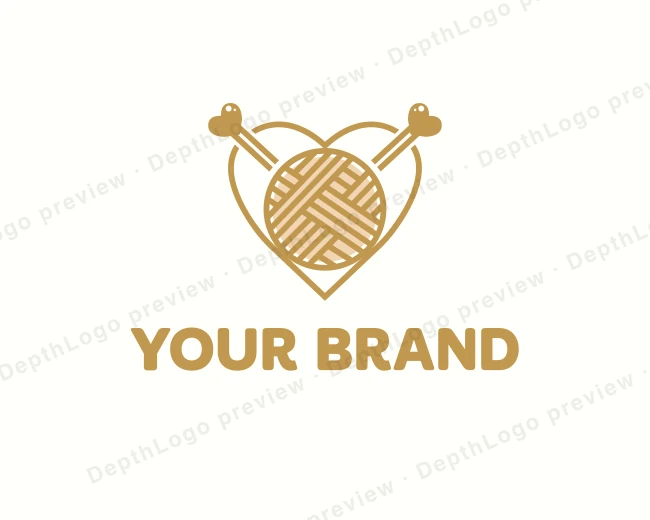 Heart Knitting Yarn logo template for Your Brand