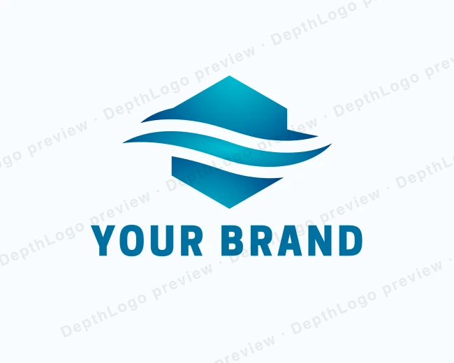Hexagon Water Wave logo template for Your Brand