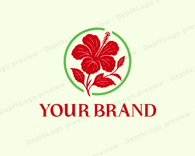 Hibiscus Flower Botanical logo template for Your Brand