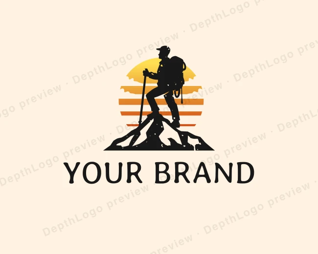 Hiker Outdoor Adventure logo template for Your Brand