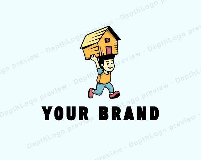 Home Moving Boy logo template for Your Brand