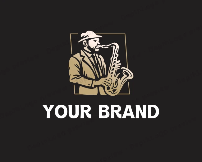 Jazz Saxophone Musician logo template for Your Brand