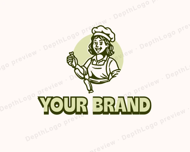Lady Butcher Sausage logo template for Your Brand