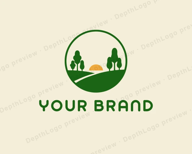 Landscaping Sunset Tree logo template for Your Brand