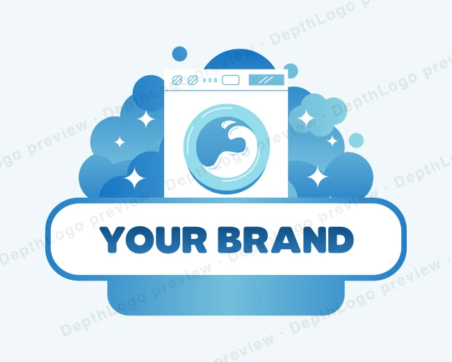 Laundry Bubble Cleaning logo template for Your Brand