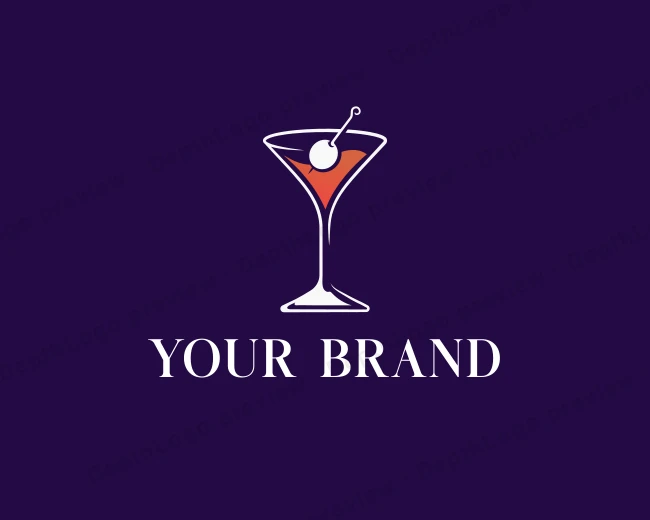 Martini Cocktail Beverage logo template for Your Brand