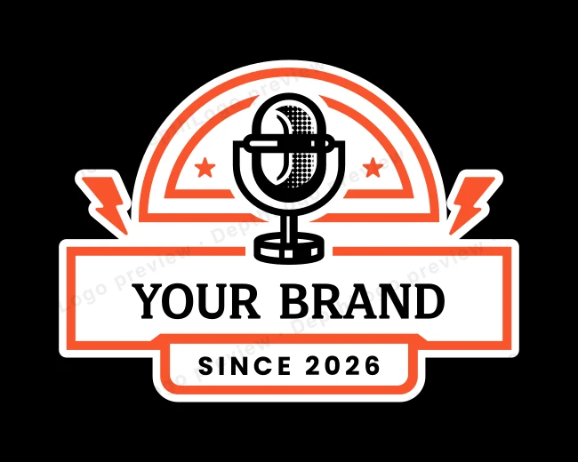 Microphone Podcast Broadcasting logo template for Your Brand