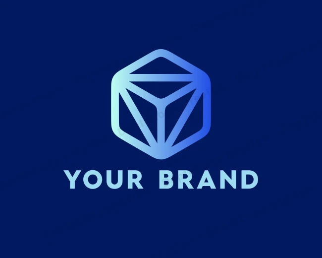 Minimalist Blue Cube Venture logo template for Your Brand
