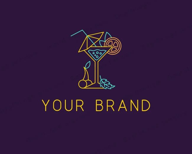 Mint Cherry Cocktail Bar logo template for Your Brand