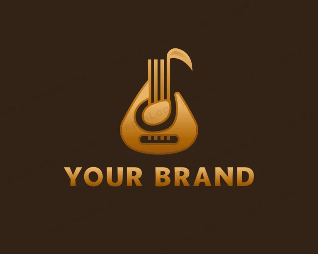 Musical Note Guitar Band logo template for Your Brand