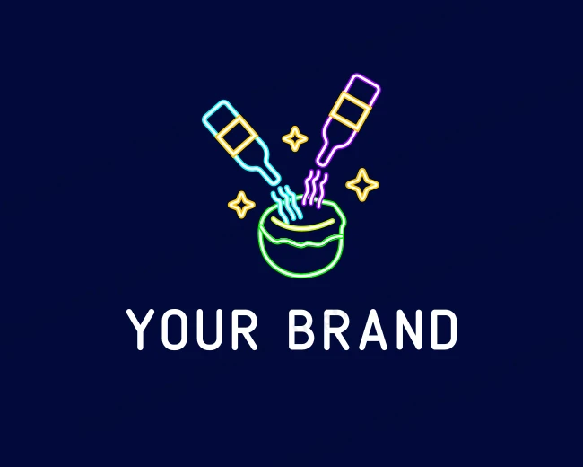 Neon Coconut Cocktail logo template for Your Brand