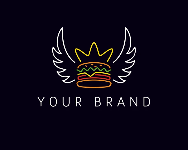 Neon Hamburger Wings logo template for Your Brand