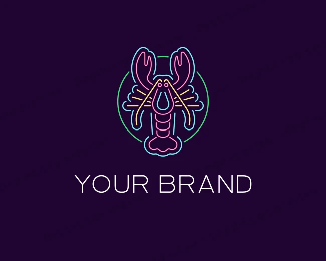 Neon Lobster Restaurant logo template for Your Brand
