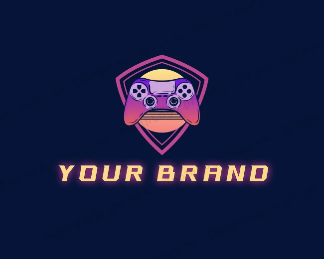 Neon Retro Game Controller logo template for Your Brand