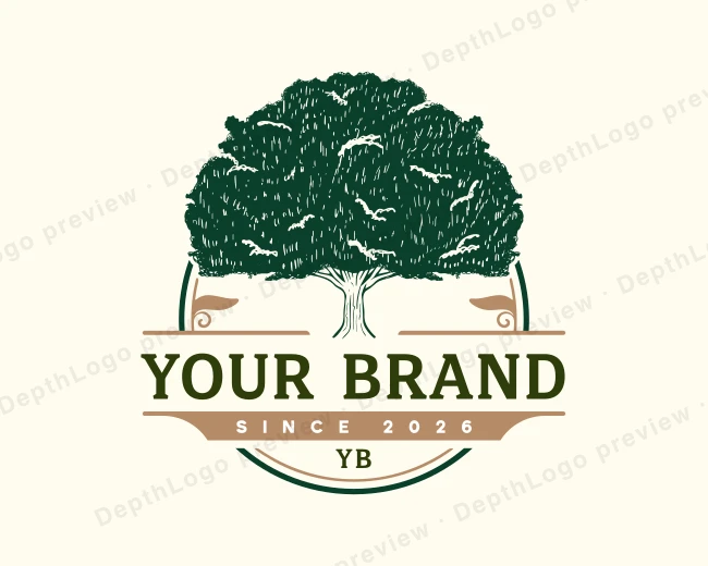 Oak Tree Botanical logo template for Your Brand