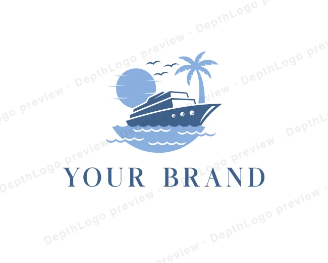 Ocean Cruise Ship logo template for Your Brand