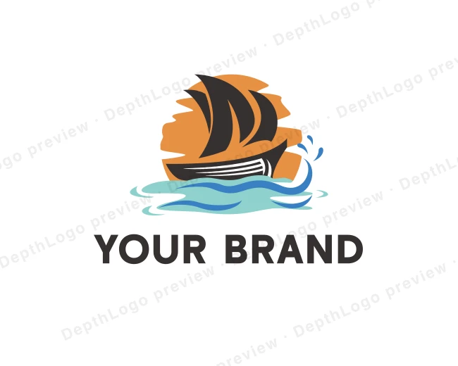 Ocean Sailing Boat logo template for Your Brand