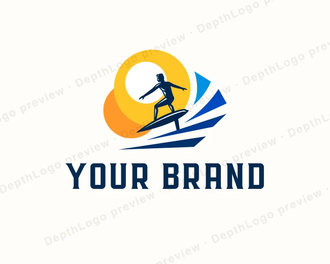 Ocean Wave Surfing logo template for Your Brand
