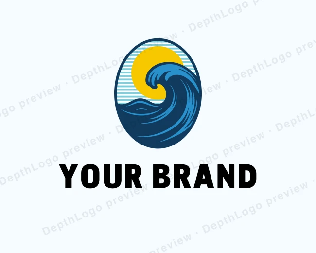 Ocean Waves Surfing logo template for Your Brand