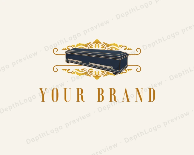 Ornamental Funeral Coffin logo template for Your Brand
