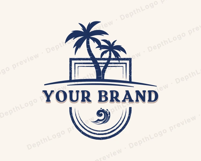 Palm Tree Resort logo template for Your Brand