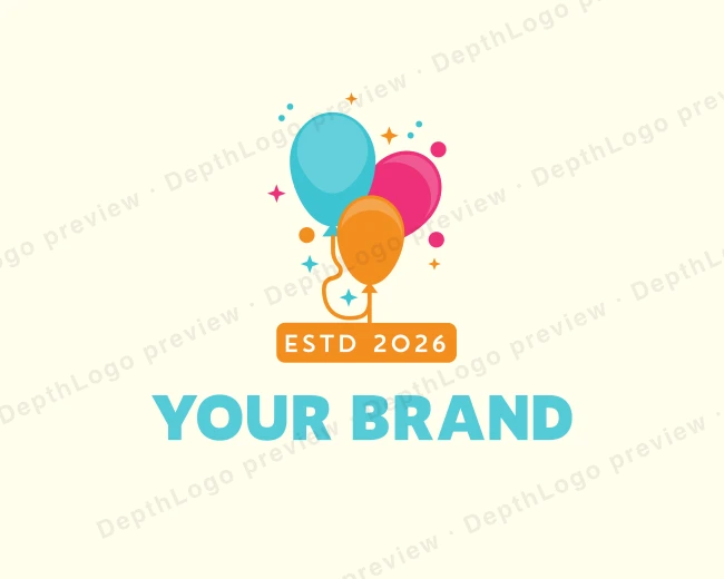 Party Confetti Balloon logo template for Your Brand