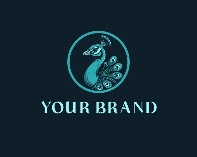Peacock Bird Peafowl logo template for Your Brand