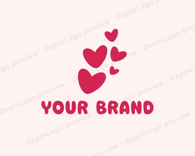 Pink Cute Heart logo template for Your Brand
