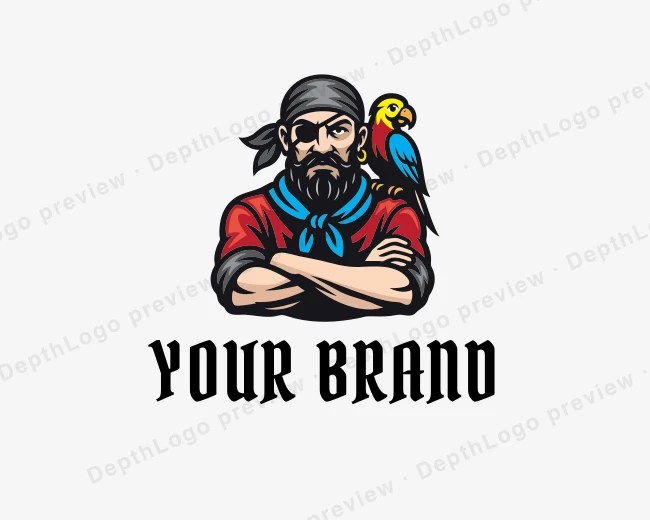Pirate Parrot Bandana logo template for Your Brand