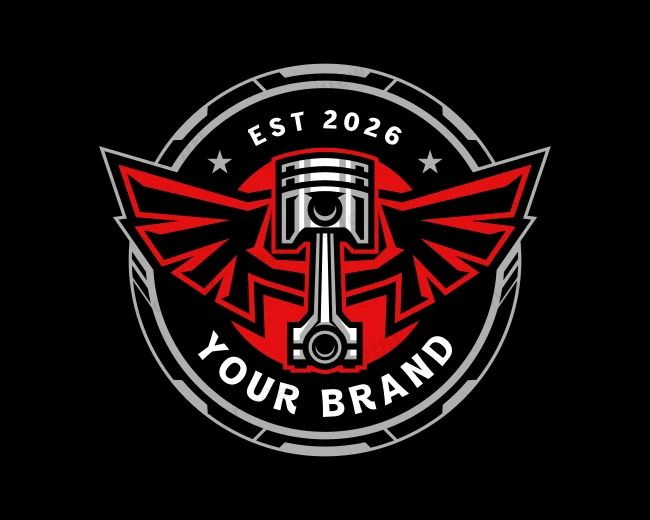 Piston Wing Garage logo template for Your Brand