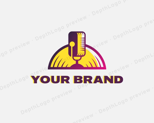 Podcast Mic Music Record logo template for Your Brand