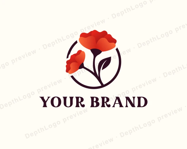 Poppy Flower Garden logo template for Your Brand