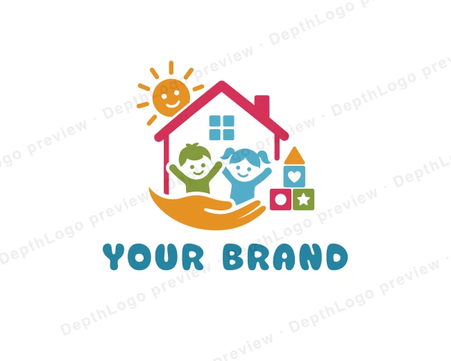 Preschool Kindergarten Daycare logo template for Your Brand