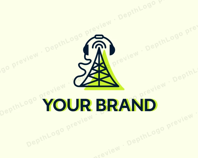 Radio Signal Headset logo template for Your Brand