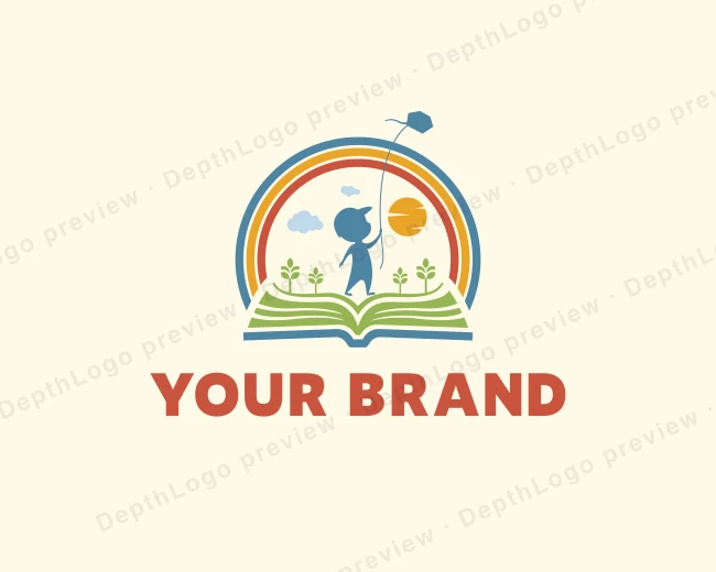 Rainbow Child Book logo template for Your Brand