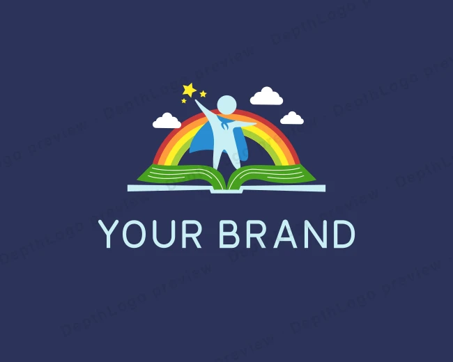 Rainbow Kindergarten Child logo template for Your Brand
