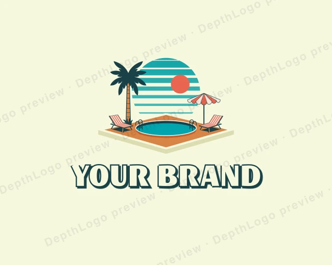 Retro Pool Resort logo template for Your Brand