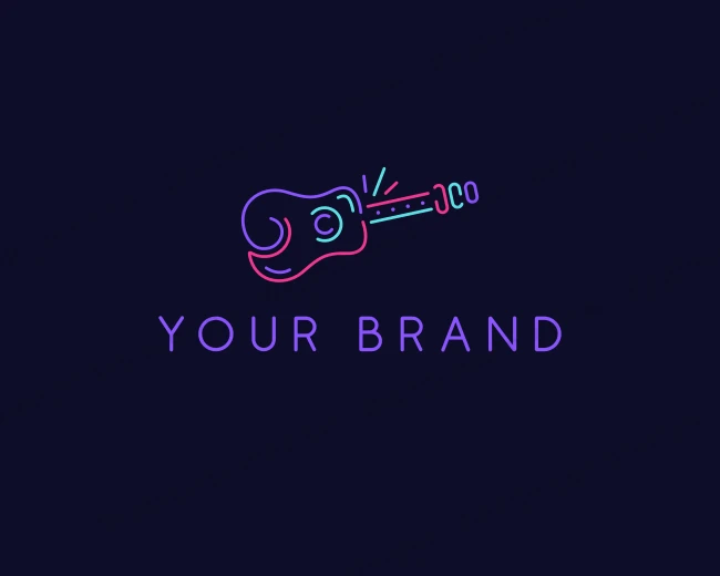 Rock Electric Guitar logo template for Your Brand