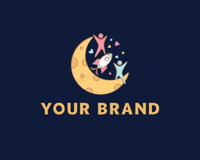 Rocket Moon Children logo template for Your Brand