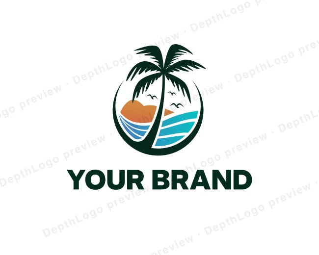 Seaside Beach Resort logo template for Your Brand