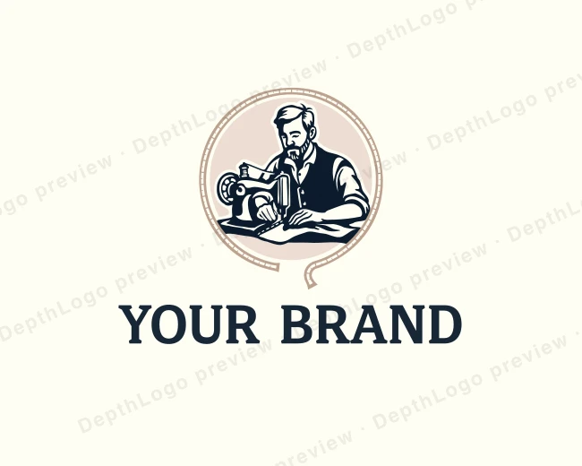 Sewing Male Tailor logo template for Your Brand