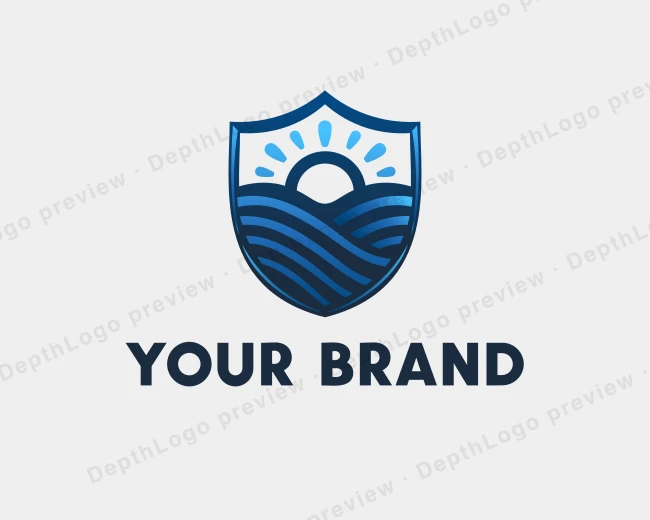 Shield Ocean Sunrise logo template for Your Brand